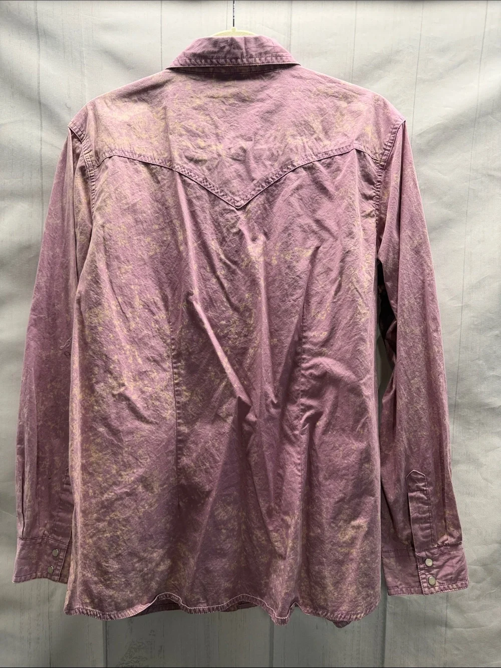 Wrangler Lavender Purple Acid Wash Western Snap Front Long Sleeve Shirt XL - Picture 4 of 9